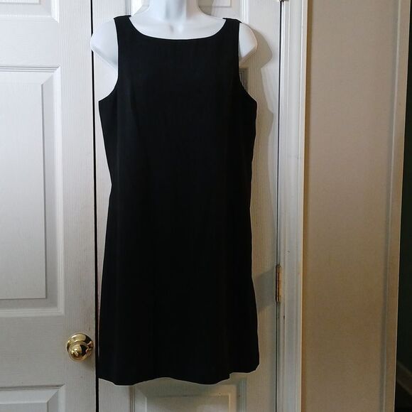 J. Crew vintage  black sheath simple midi black dress elegant  Sz 12P - Picture 1 of 5